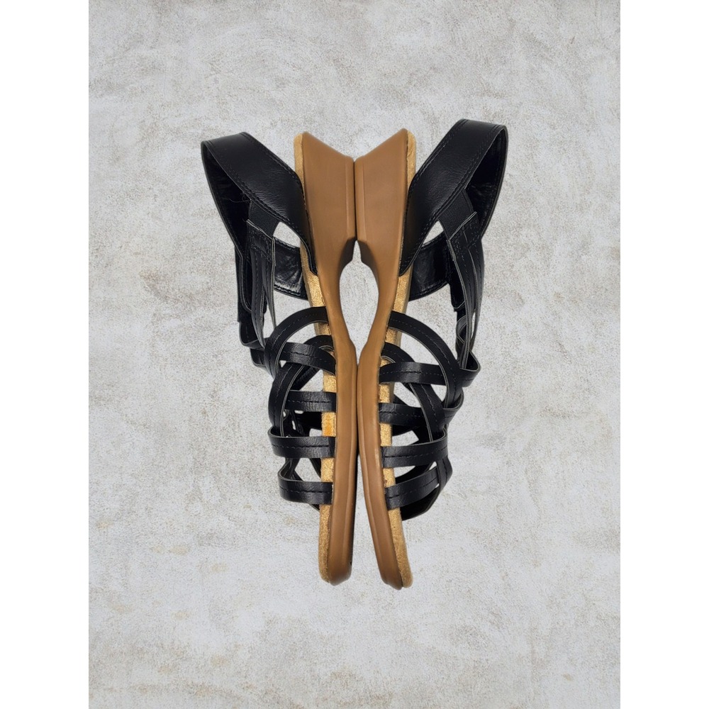 NIB Angel Steps Keri Black Caged Wedge Sandals Strappy Shoes Womens 10M - Picture 4 of 8